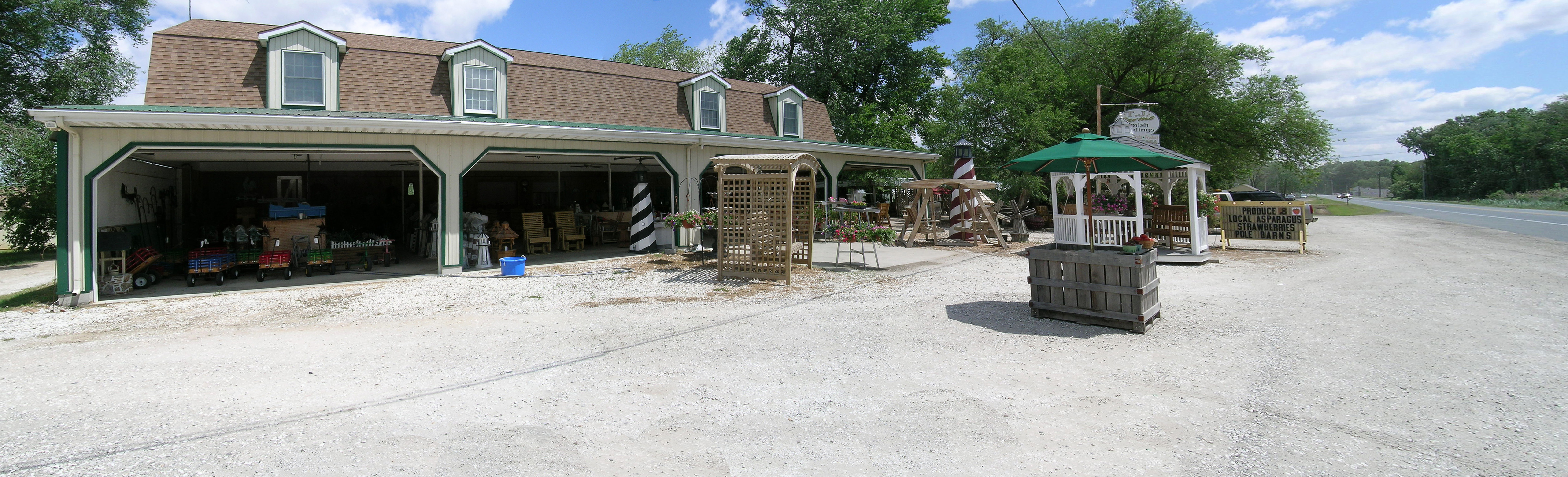 Panoramic view of TJ Farms Store Front View